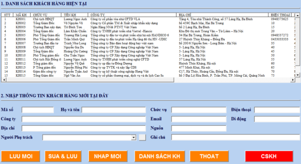 Quản lý khách hàng excel PRO