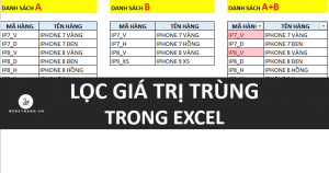 loc gia tri trung trong excel