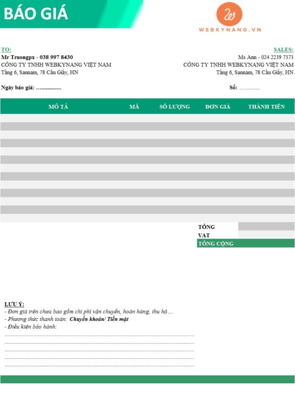 mẫu báo giá