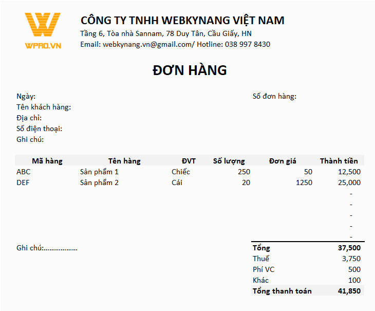 Mẫu Đơn Hàng: Hướng Dẫn Điền Và Sử Dụng Hiệu Quả