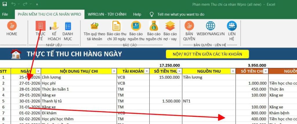 PHẦN MỀM THU CHI CÁ NHÂN