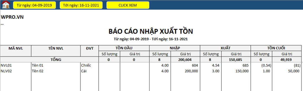 phần mềm quản lý nhập xuất tồn nguyên vật liệu bằng excel, file excel quản lý nhập xuất tồn nguyên vật liệu định mức định lượng, bao cao nhap xuat ton nguyen vat lieu