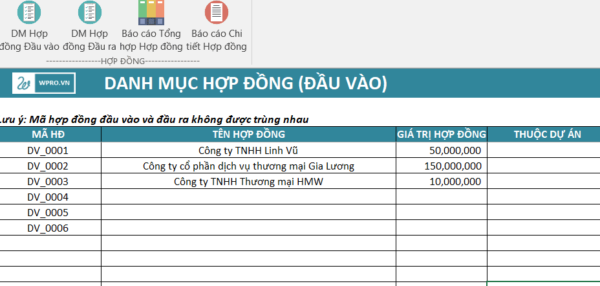 danh muc hop dong cong trinh dau vao