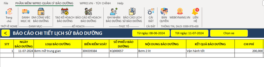 lich su sua chua bao duong