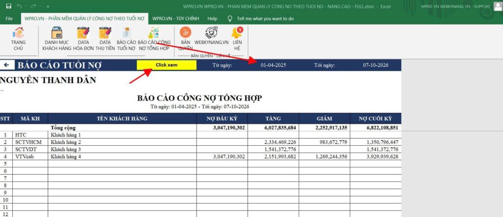 quản lý công nợ theo tuổi nợ